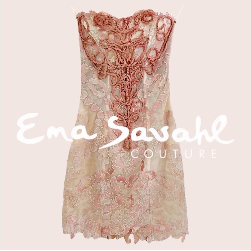 Ema Savahl Couture Hand-Painted & Hand-Decorated Mini Dress – Size Small- Y2K